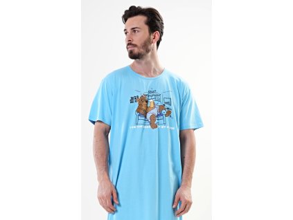 Pánska nočná košeľa s krátkym rukávom Boss (Varianta světle tyrkysová; M)