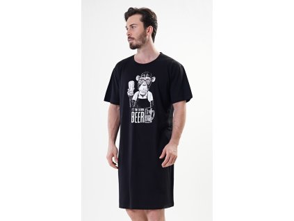 Pánska nočná košeľa s krátkym rukávom Opice (Varianta černá; M)