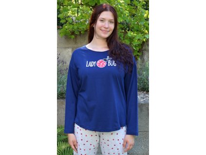Dámske pyžamo dlhé Lienka (Varianta tmavě modrá; XL)