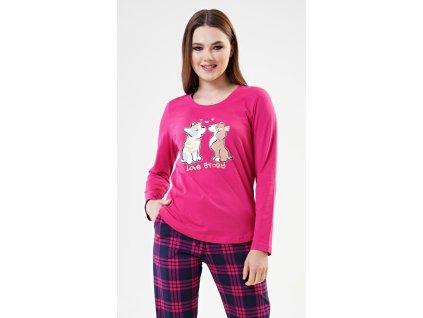 Dámske pyžamo dlhé Love story (Varianta tmavě růžová; XL)