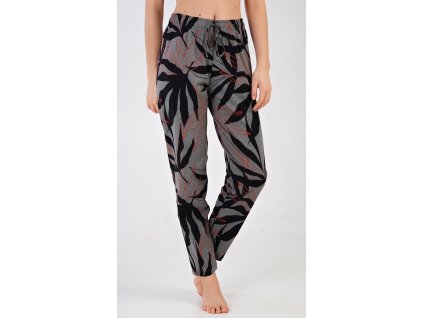 Dámske pyžamové nohavice Listy (Varianta tmavě šedá; M)