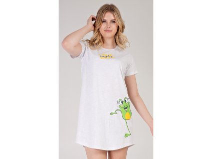 Dámska nočná košeľa s krátkym rukávom Frog (Varianta světle šedá; XL)