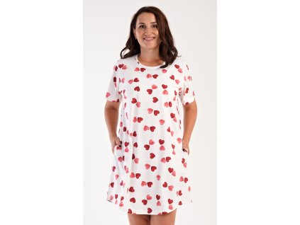 Dámske domáce šaty s krátkym rukávom Valentína (Varianta jahodová; 4XL)