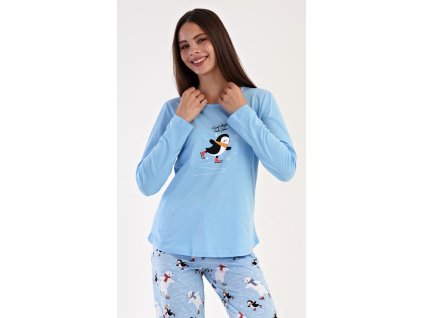 Dámske pyžamo dlhé Tučniak na ľade (Varianta modrá; XL)