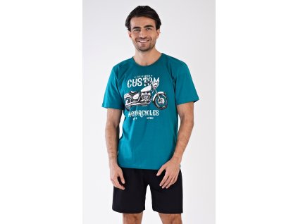 Pánske pyžamo šortky Motocykel (Varianta petrolejová; M)