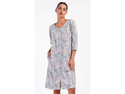 Dámske domáce šaty s trojštvrťovým rukávom Kika (Varianta šedá; 2XL)