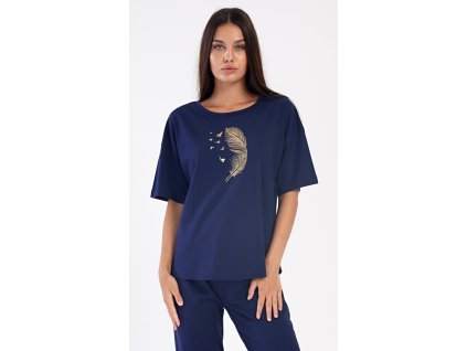 Dámske pyžamo kapri Pierko (Varianta tmavě modrá; M)