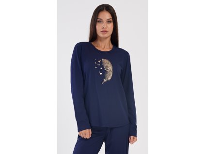 Dámske pyžamo dlhé Pierko (Varianta tmavě modrá; XL)