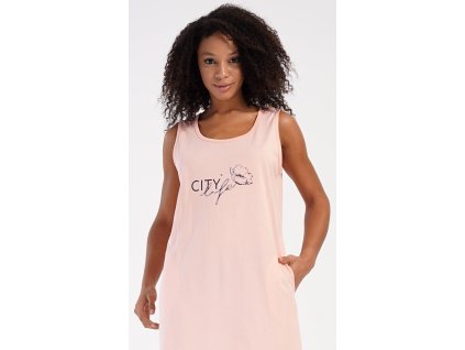 Dámska nočná košeľa na ramienka Agnes (Varianta světle lososová; 3XL)