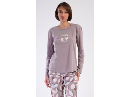 Dámske pyžamo dlhé Klárka (Varianta bílá káva; XL)