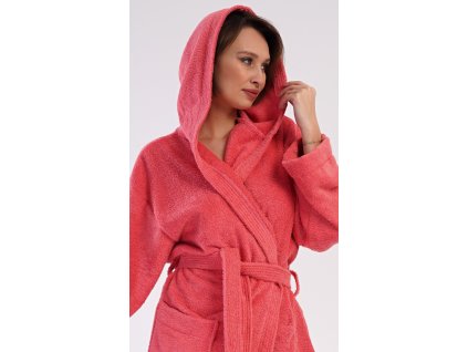 Dámsky župan dlhý s kapucňou Jahoda (Varianta jahodová; XL)