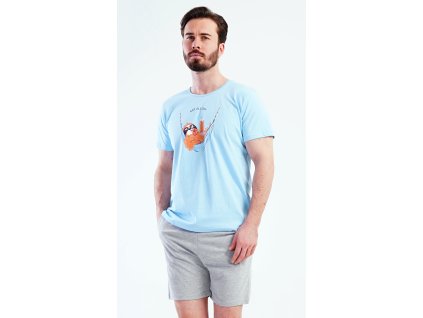 Pánske pyžamo so šortkami Pohodár (Varianta světle modrá; M)