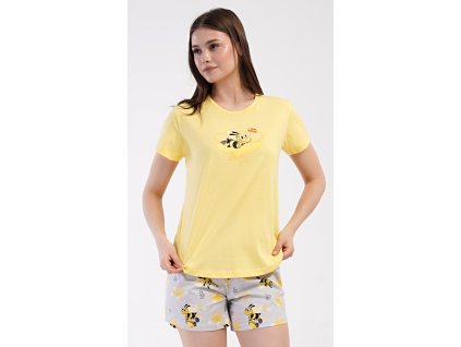 Dámske pyžamo šortky Včielka (Varianta žlutá; XL)