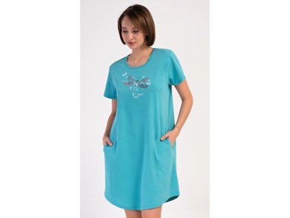 Dámske domáce šaty s krátkym rukávom Vanda (Varianta starorůžová; 1XL)