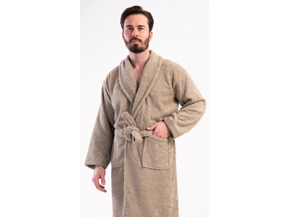 Pánsky župan so šálovým golierom Oskar (Varianta béžová; XL)