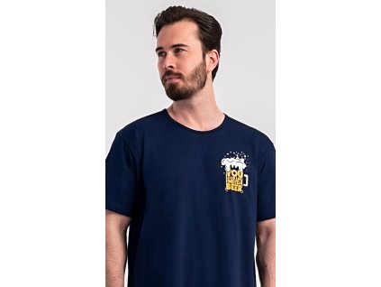 Pánska nočná košeľa s krátkym rukávom Pivo (Varianta tmavě modrá; M)