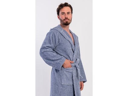 Pánsky župan s kapucňou Luis (Varianta modrá; L)