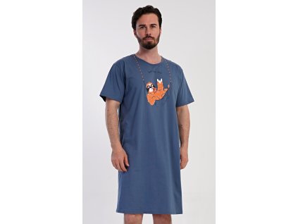 Pánska nočná košeľa s krátkym rukávom Pohodár (Varianta mátová; L)