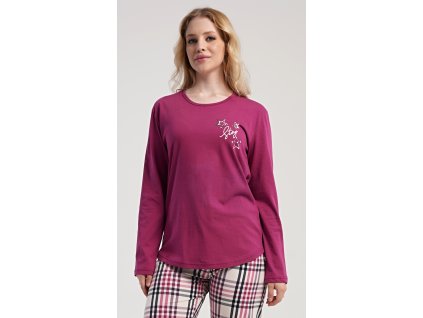 Dámske pyžamo dlhé Andrea (Varianta malinová; S)