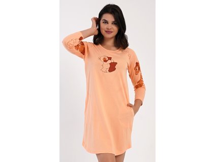Dámske domáce šaty s trojštvrťovým rukávom Patricia (Varianta meruňková; M)