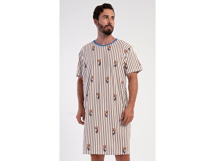 Pánska nočná košeľa s krátkym rukávom Bear (Varianta hnědá; L)