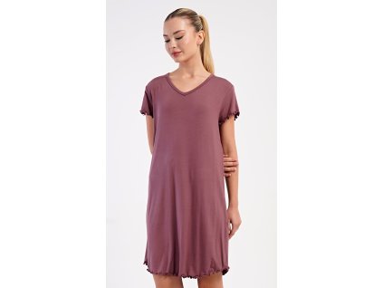Dámska nočná košeľa s krátkym rukávom Eliza (Varianta kakaová; S)