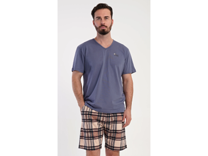 Pánske pyžamo šortky Norbert (Varianta hnedá; 4XL)