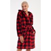 Dámsky krátky župan s kapucňou Kocka (Varianta červená; S)