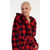 Dámsky krátky župan s kapucňou Kocka (Varianta červená; S)