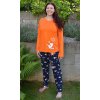 Dámske pyžamo dlhé Líška (Varianta oranžová; XL)