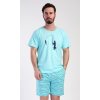 Pánske šortkové pyžamo Rybár (Varianta mentolová; M)