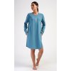 Dámske domáce šaty s dlhým rukávom Alžbeta (Varianta petrolejová; 2XL)