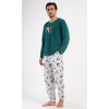 Pánske pyžamo dlhé Tučniak s darčekom (Varianta tmavě zelená; XXL)