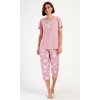 Dámske pyžamo kapri Méďa s vankúšom (Varianta starorůžová; XXL)