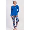 Dámske pyžamo dlhé Kvety (Varianta modrá; S)