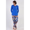 Dámske pyžamo dlhé Kvety (Varianta modrá; S)