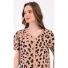 Dámske domáce šaty s krátkym rukávom Leopard (Varianta béžová; 1XL)