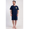 Pánska nočná košeľa s krátkym rukávom Pivo (Varianta tmavě modrá; M)