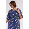 Dámske domáce šaty s trojštvrťovým rukávom Hviezdy (Varianta tmavě modrá; 1XL)