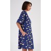 Dámske domáce šaty s trojštvrťovým rukávom Hviezdy (Varianta tmavě modrá; 1XL)