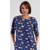 Dámske domáce šaty s trojštvrťovým rukávom Hviezdy (Varianta tmavě modrá; 1XL)