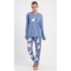 Dámske pyžamo dlhé Méďa a tučniak (Varianta modrošedá; S)