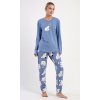 Dámske pyžamo dlhé Méďa a tučniak (Varianta modrošedá; S)