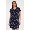Dámska nočná košeľa s krátkym rukávom Motýliky (Varianta tmavě modrá; S)