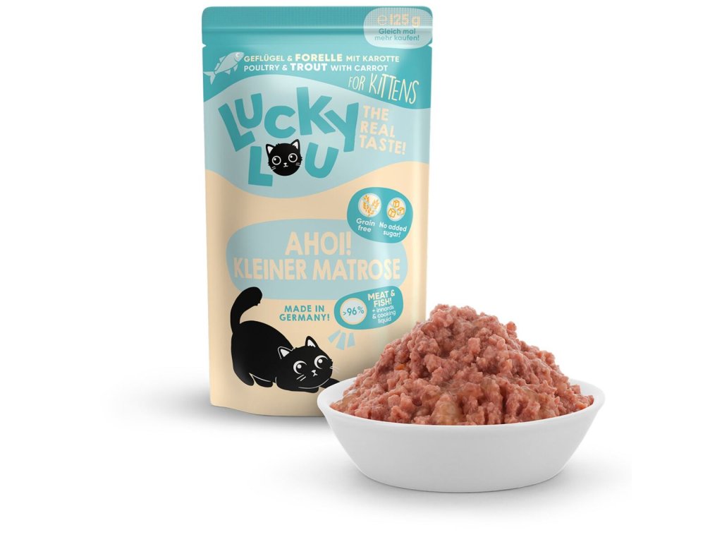 Lucky Lou Lifestage Kitten s drůbežím masem a pstruhem 125 g