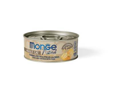 MONGE NATURAL tuňák s kuřecími prsy a kukuřicí pro kočky 80 g