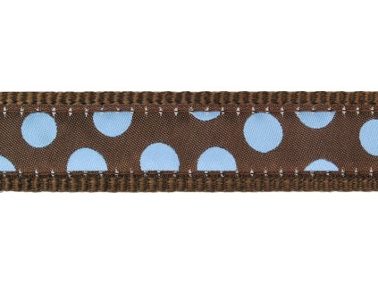 Red Dingo vodítko přepínací – Blue Spots on Brown – 15 mm x 2 m