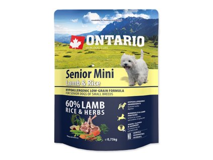 Krmivo Ontario Senior Mini Lamb & Rice 0,75kg