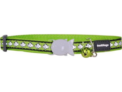 Red Dingo obojek pro kočky reflexní – Fish Lime – 12 mm