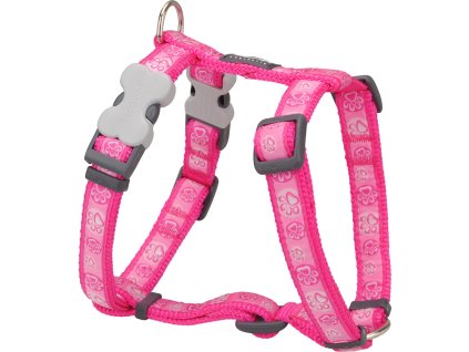 Red Dingo postroj – Paw Impressions Hot Pink – 15 mm x 36-54 cm